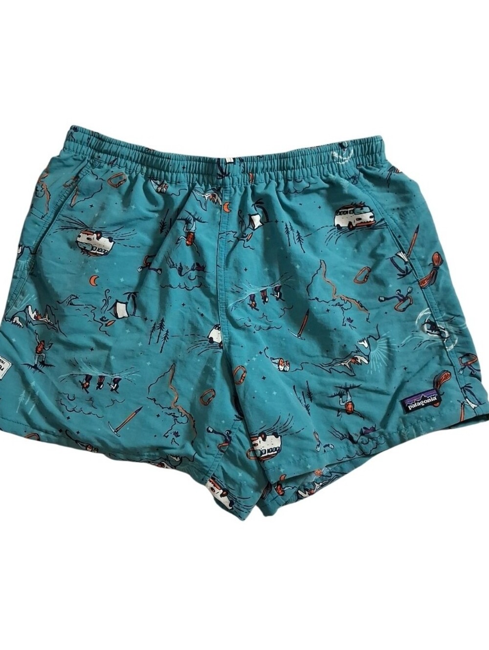 Patagonia Baggies Womens M Gorpcore Camping Hiking Viva Los Fun Hogs